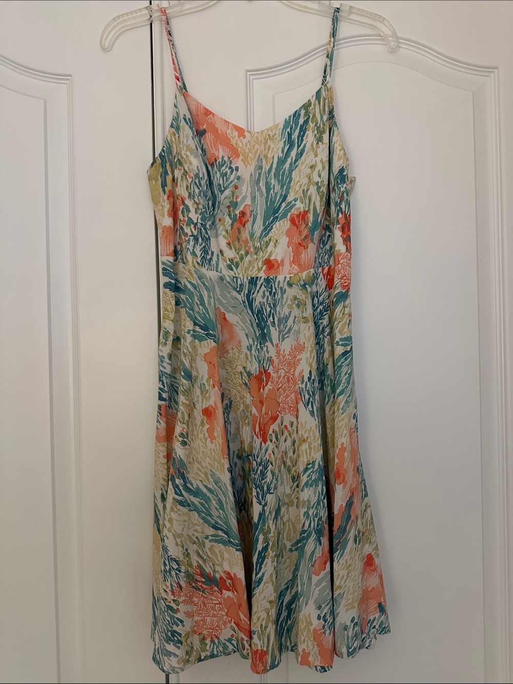 Old Navy Coral, Teal & Cream Floral A-Line Mini Dress